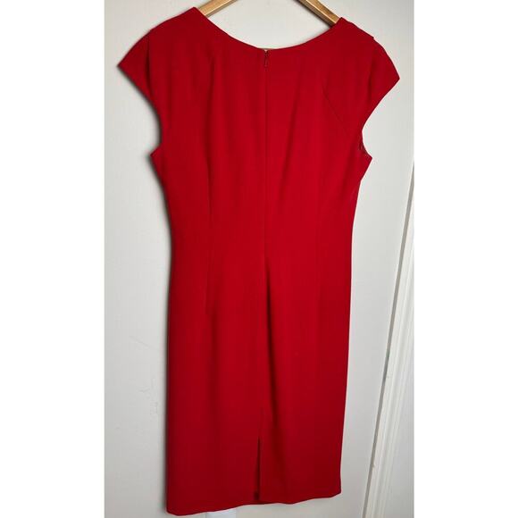 LK BENNETT POCO SALSA RED CAP SLEEVE STRETCH KNEE LENGTH DRESS SIZE 10 - Picture 5 of 10